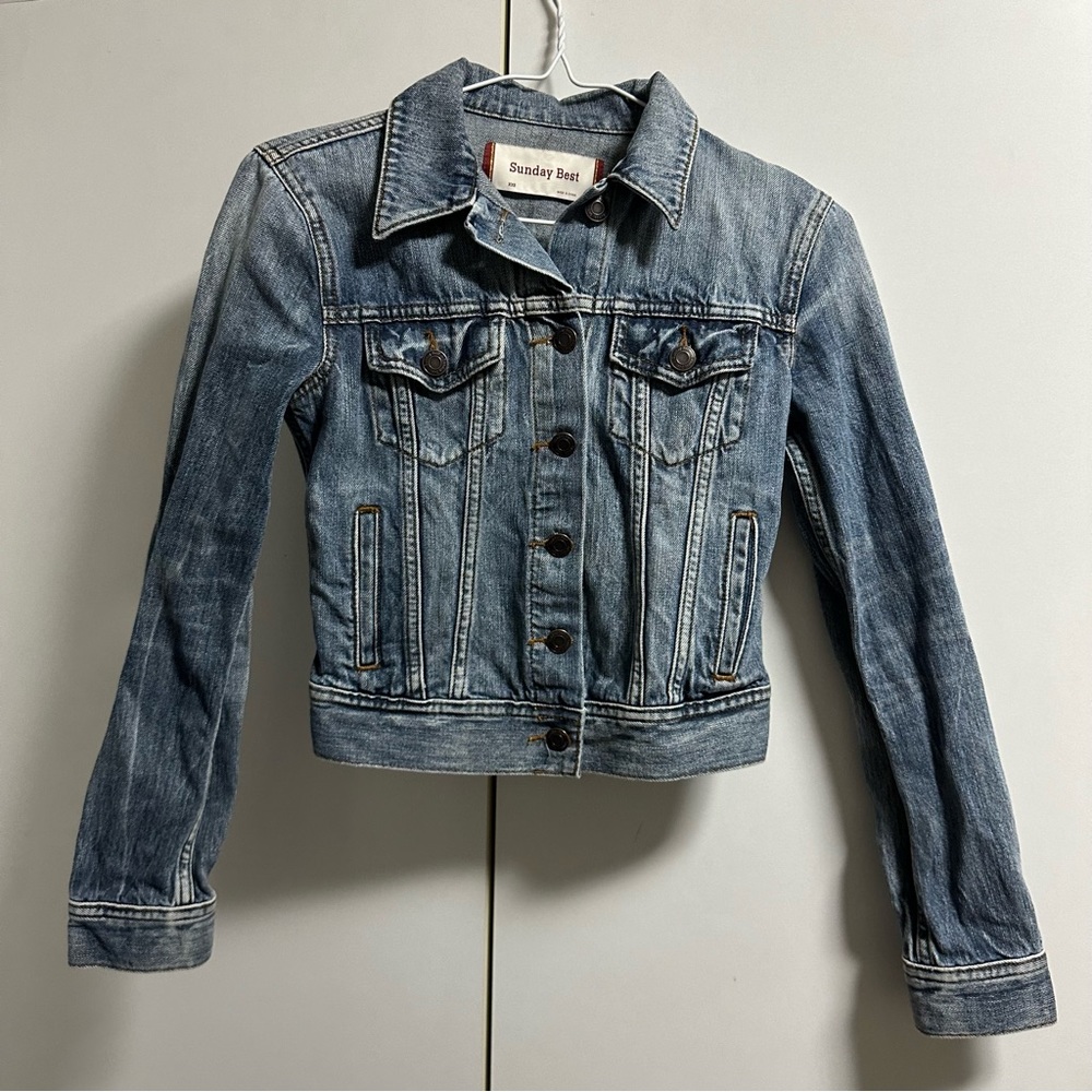 Sunday Best Edo Cropped Denim Jacket Vintage Washed Size XXS